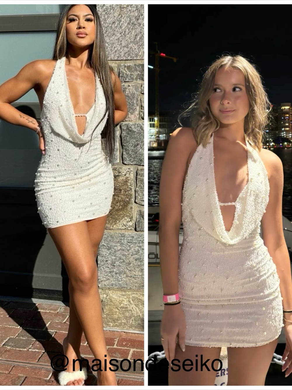 NEW Oh Polly Mini Dress White Beaded Halter Versailles Bachelorette size 0